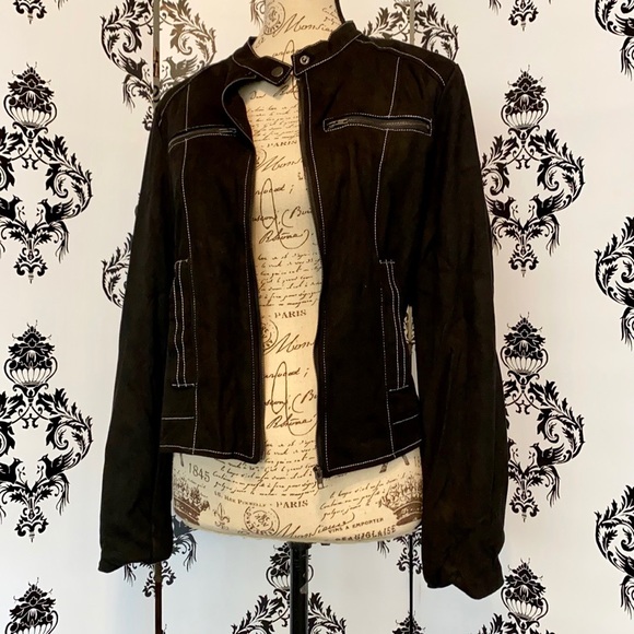 🍀 NWT! Faux Suede Bling Leopard Skull Jacket! - Picture 8 of 11